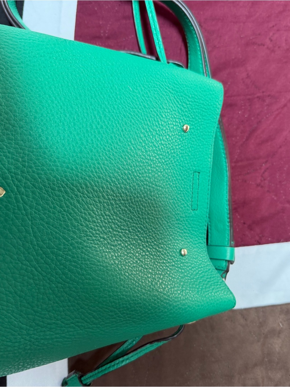kate spade Emerald Green Pebbled Leather Shoulder Bag with Gold Hardware - Picture 2 of 4